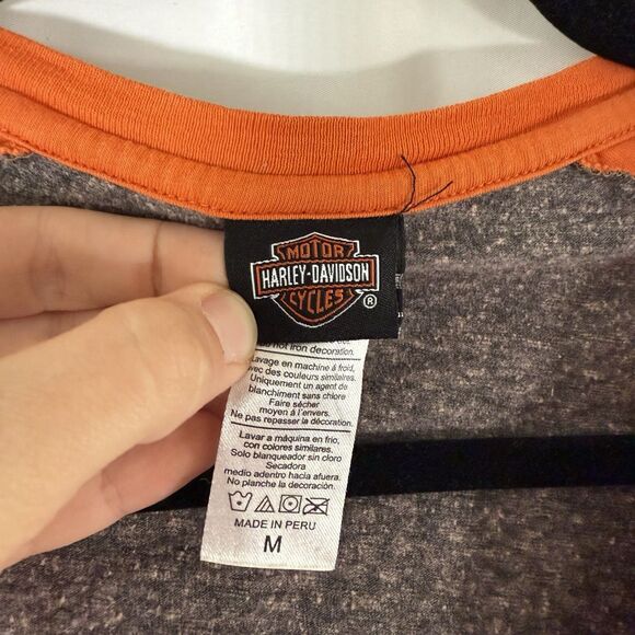 Harley Davidson Shirt Women's medium Heathered Grey Orange Short Sleeve Cotton - Picture 5 of 9